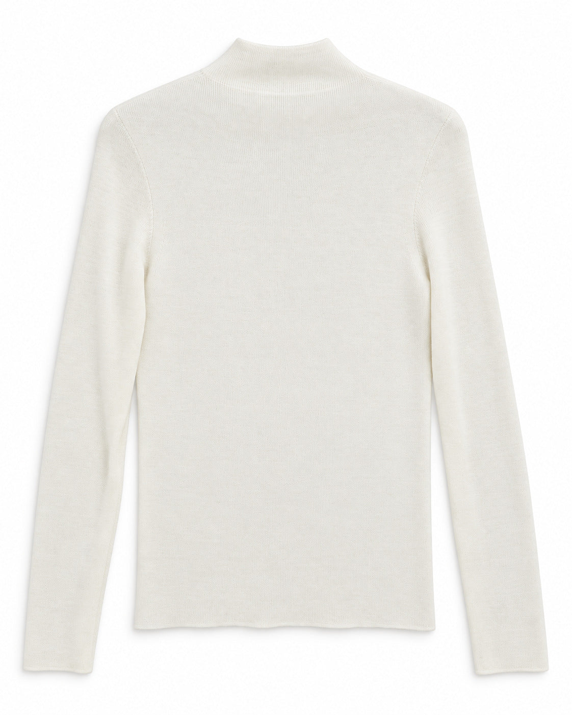 Women’s long-sleeve half high-neck knit pullover base layer in white