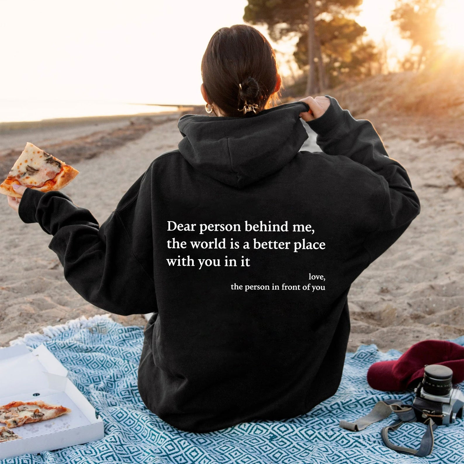 Oversized Slogan Hoodie for Women — You Are Enough Back Print in Soft Fleece