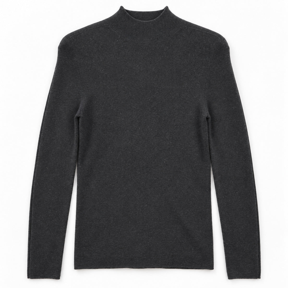 Women’s long-sleeve half high-neck knit pullover base layer in dark charcoal