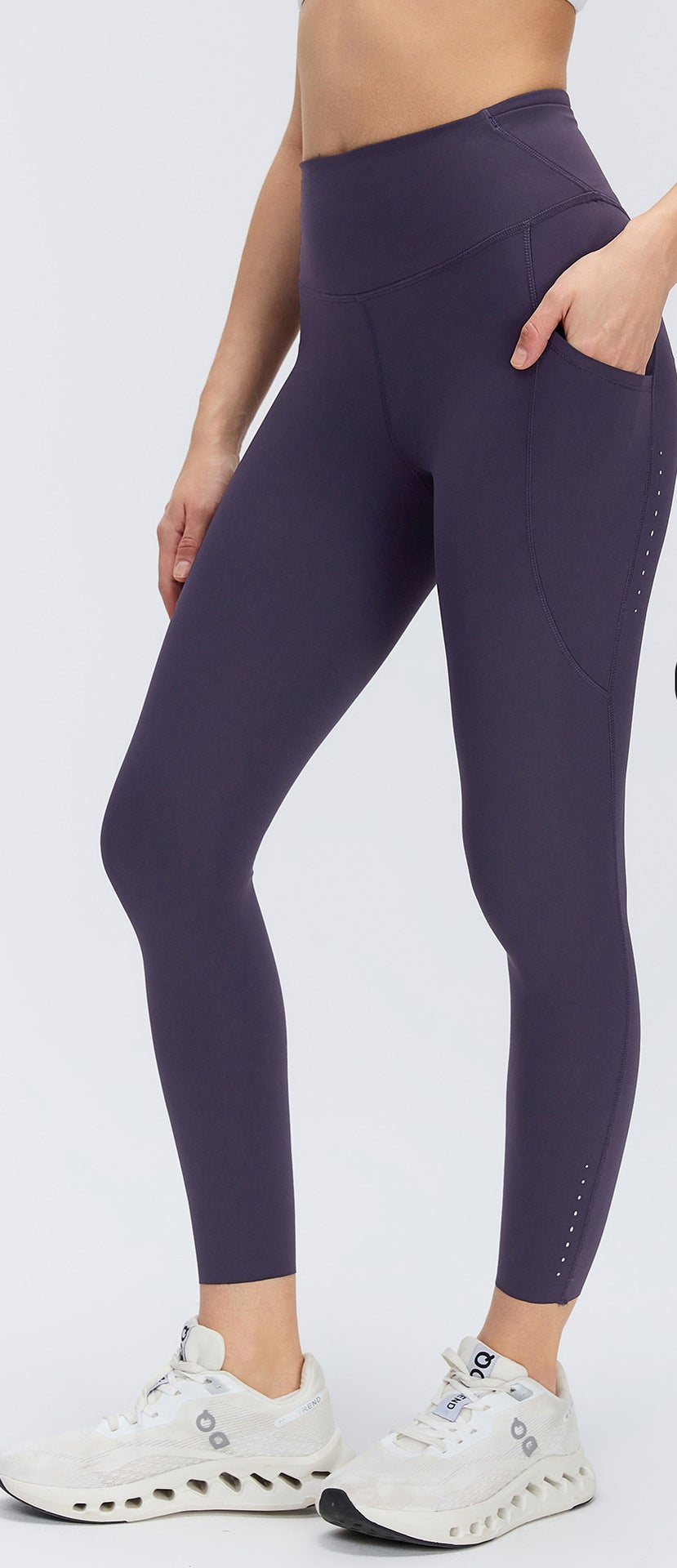 Leggings with Pockets for Women — High Waisted 7/8 Running Fit in Stretch Nylon