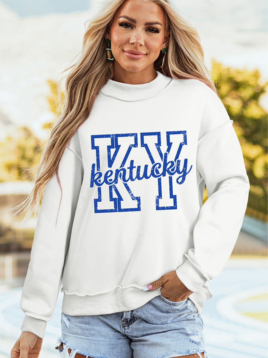 Kentucky Graphic Sweatshirt for Women — Mock Neck Oversized Fit in Cotton Fleece