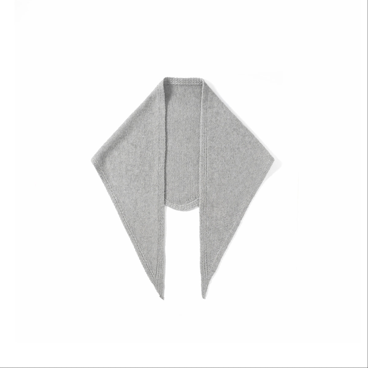 Women’s knitted triangle scarf in light gray, long tie ends