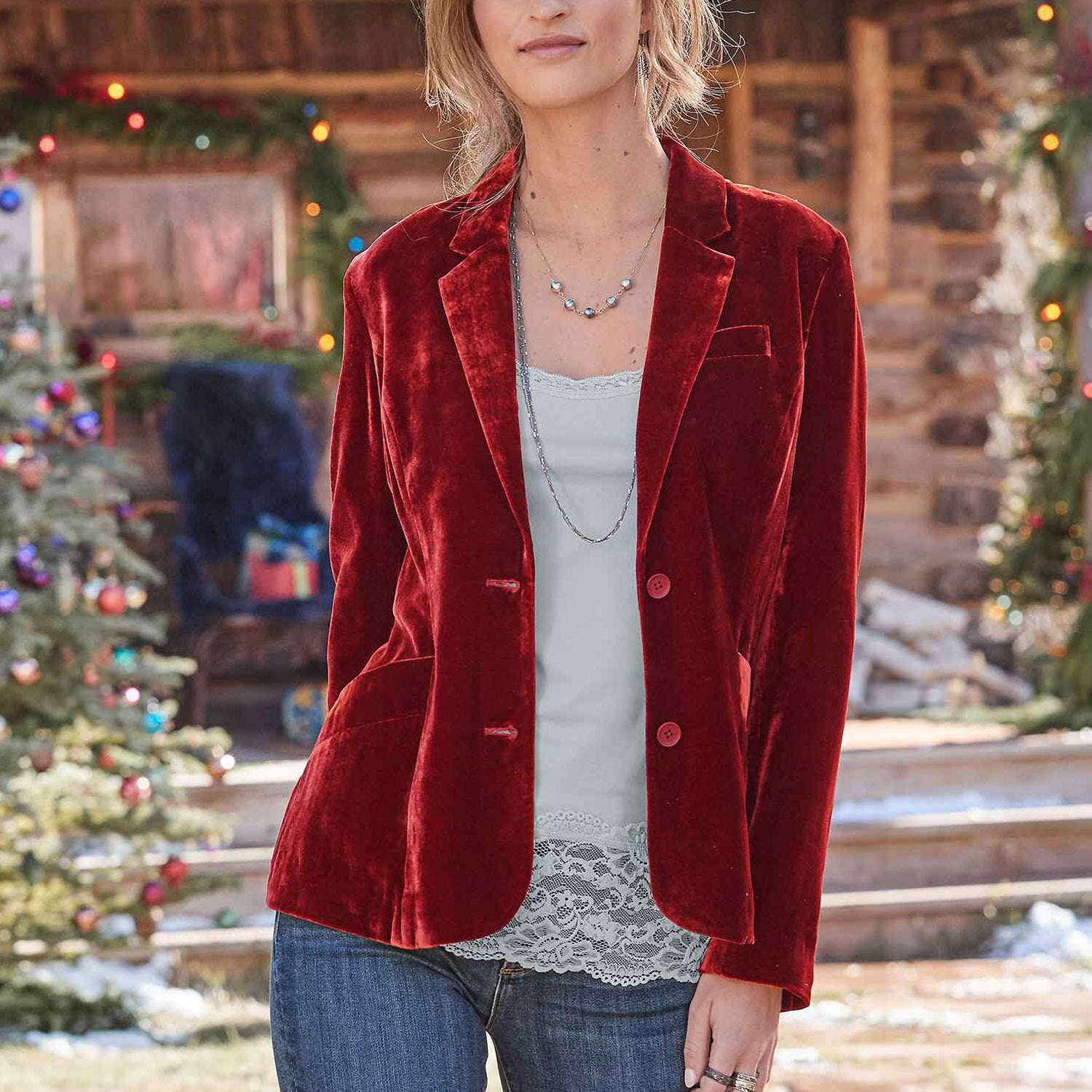 Velvet Blazer for Women — Tailored Notch Lapel Style for Evening and Office
