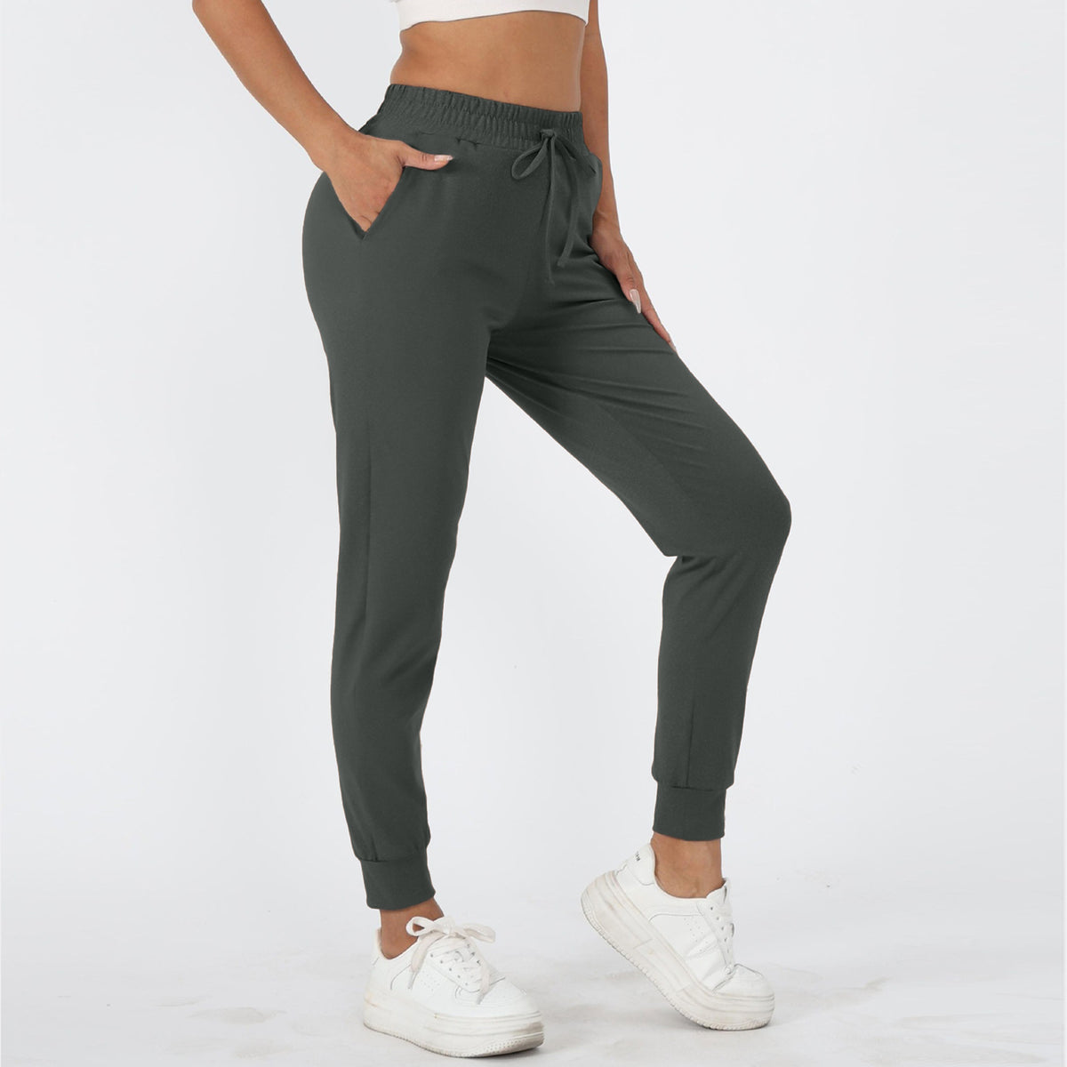 Jogger Sweatpants for Women — High Waisted Slim Fit in Soft Stretch Polyester