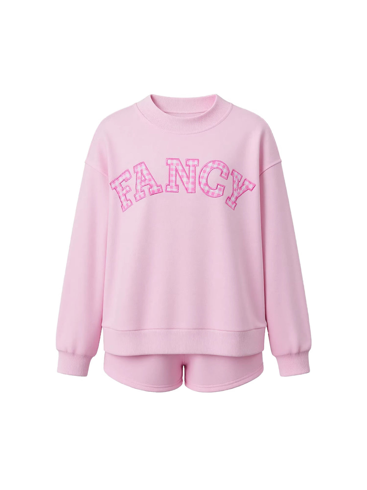 Sweatshirt and Shorts Set for Women — Varsity Letter Two Piece Loungewear in Fleece