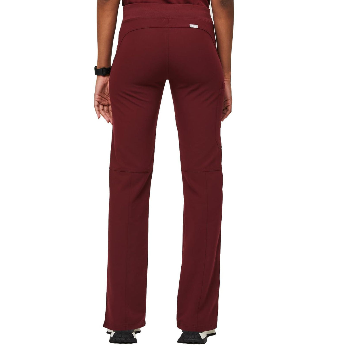 Scrub Pants for Women — Straight Leg Cargo Fit with Drawstring Yoga Waistband in Stretch Polyester