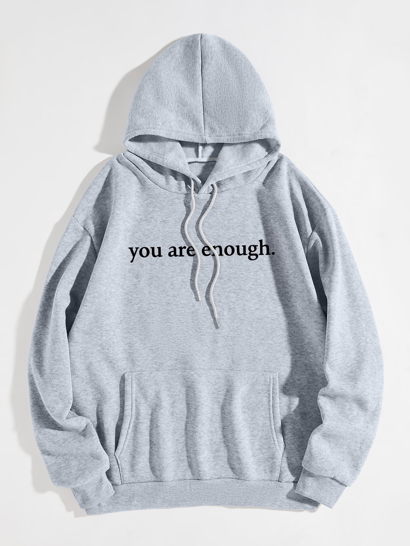 Oversized Slogan Hoodie for Women — You Are Enough Back Print in Soft Fleece