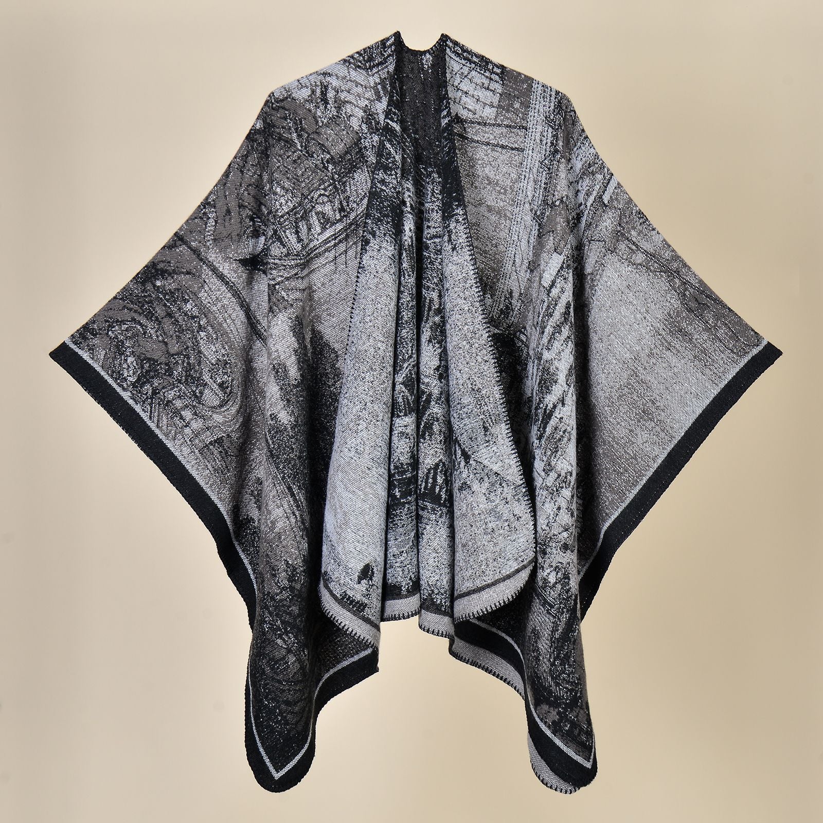 Reversible Poncho Cape for Women — Open Front Blanket Shawl Wrap in Soft Cashmere