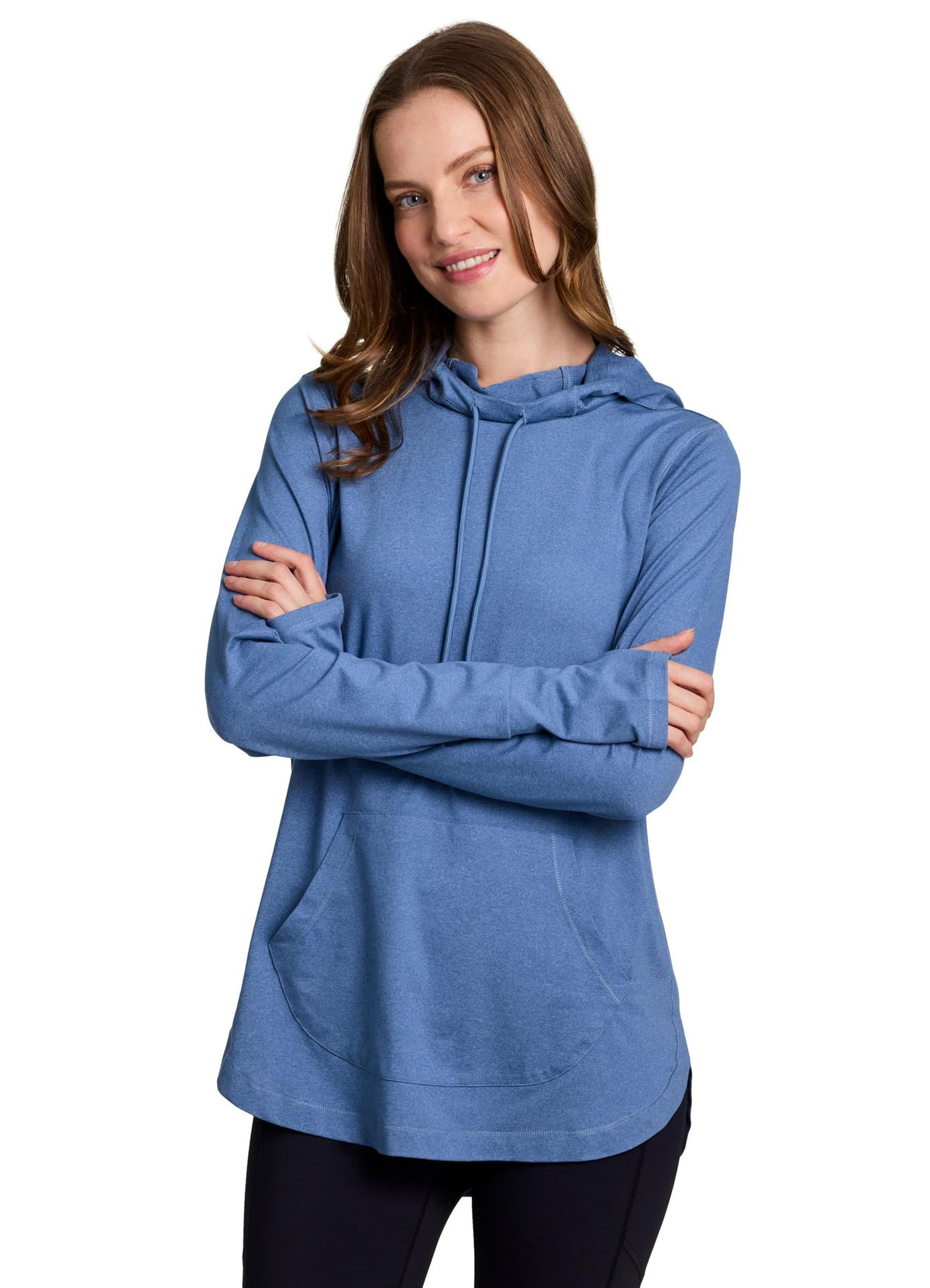 Pullover Hoodie for Women — Lightweight Tunic Length with Thumbhole Cuffs