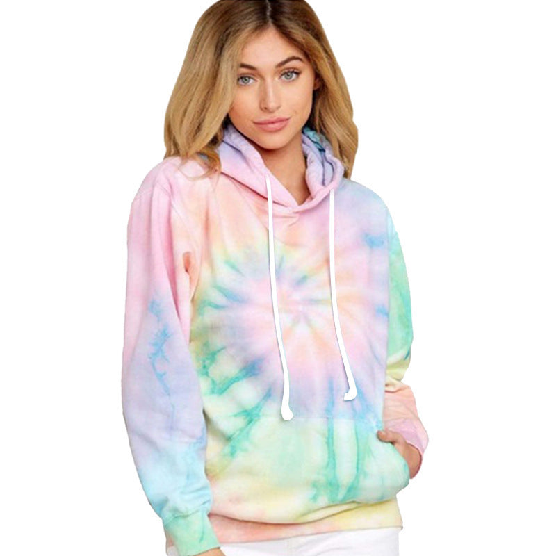 Tie Dye Hoodie for Women — Oversized Swirl Print Pullover in Cotton Fleece