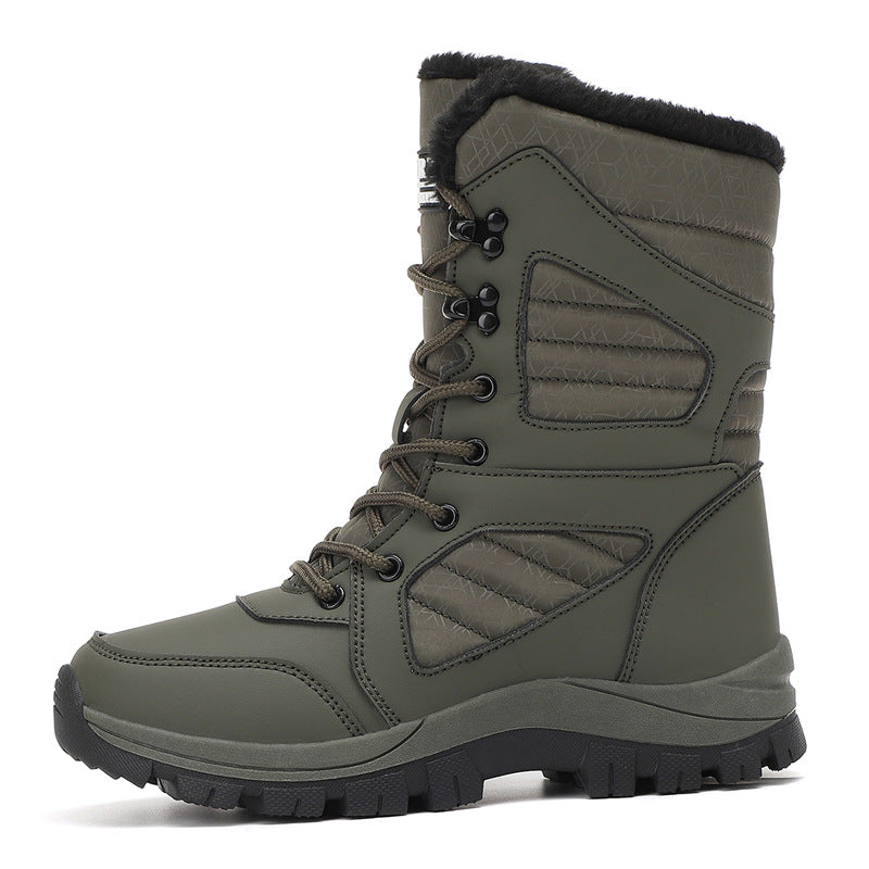 Snow Boots for Women — Mid Calf Lace Up Winter Boots with Fur Lining in Faux Leather