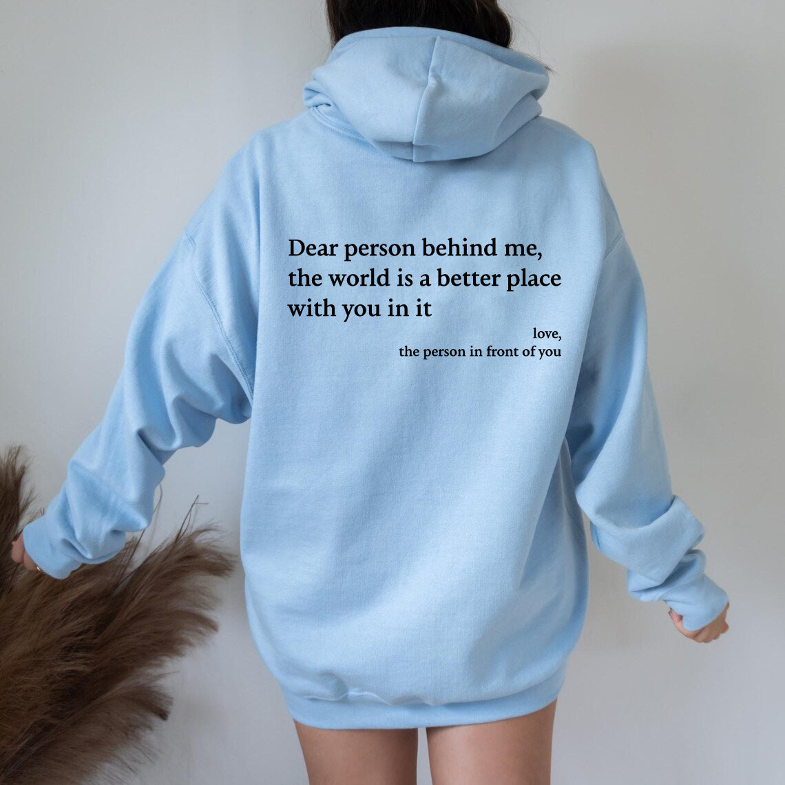 Oversized Slogan Hoodie for Women — You Are Enough Back Print in Soft Fleece