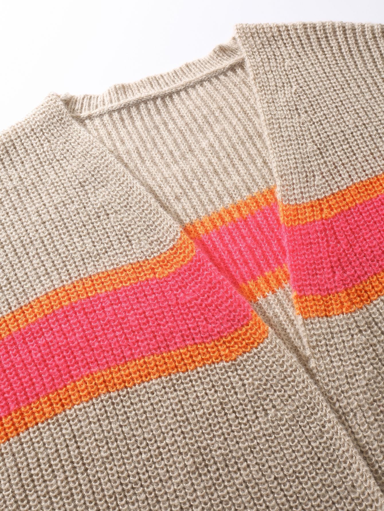 Striped Duster Cardigan for Women — Longline Open Front Knit with Side Slits in Soft Wool