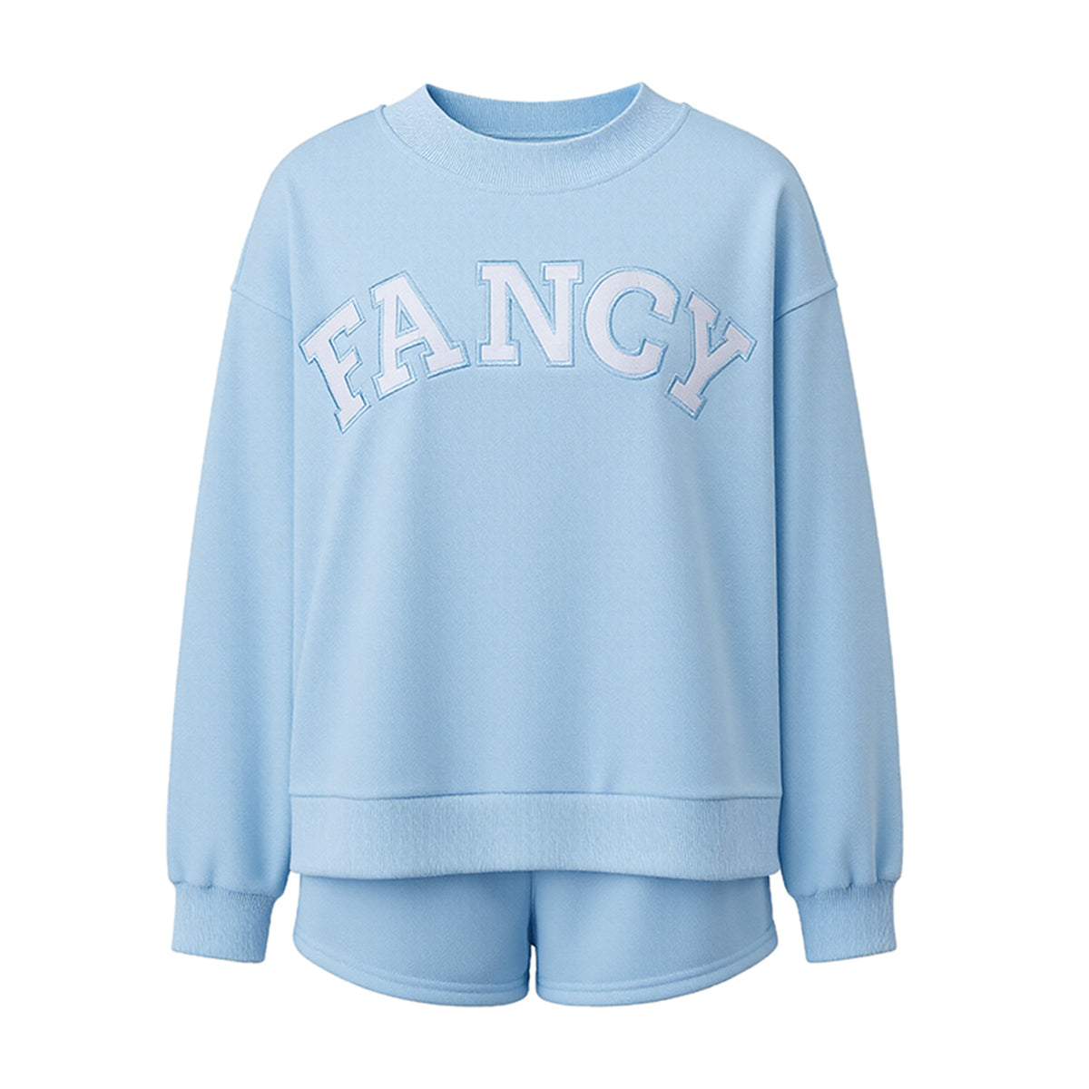 Sweatshirt and Shorts Set for Women — Varsity Letter Two Piece Loungewear in Fleece
