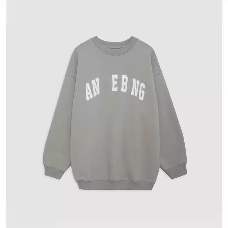 Graphic Crewneck Sweatshirt for Women — Oversized Varsity Letter Pullover in Fleece