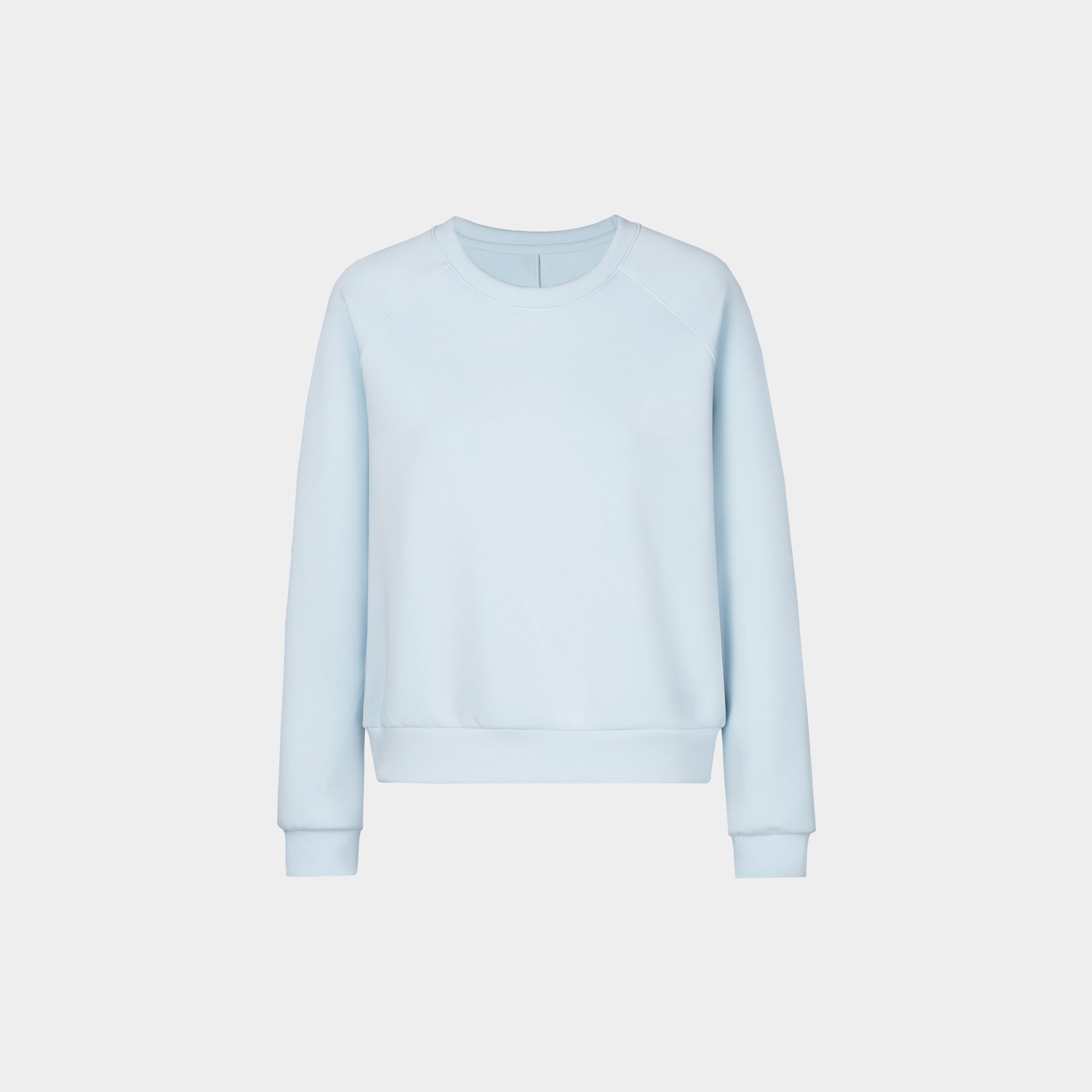 Women's light-blue raglan sweatshirt, crew neck, ribbed hem and long sleeves