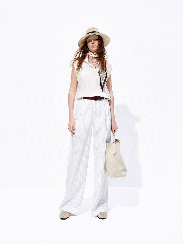 Sleeveless Knit Polo Top for Women — Collared Sweater Vest Style in Fine Cotton