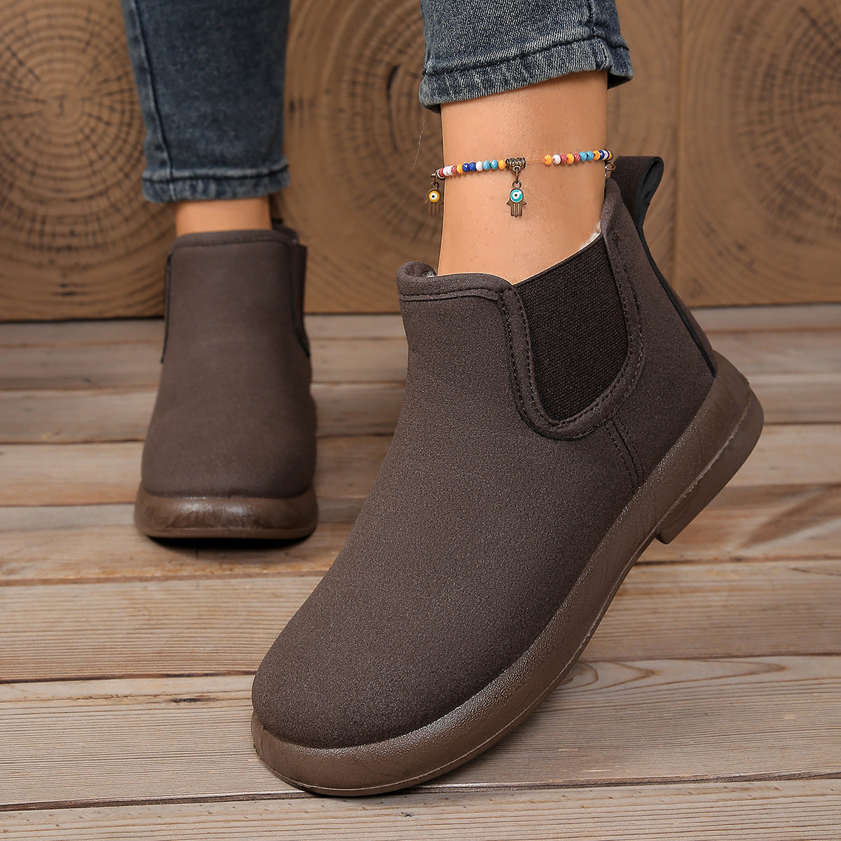 Chelsea Boots for Women — Fleece Lined Flat Ankle Boots in Soft Faux Suede