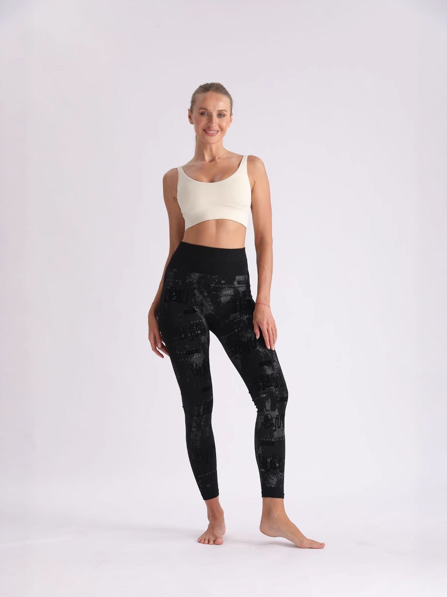 Printed Seamless Leggings for Women — High Waisted Squat Proof Fit in Stretch Nylon