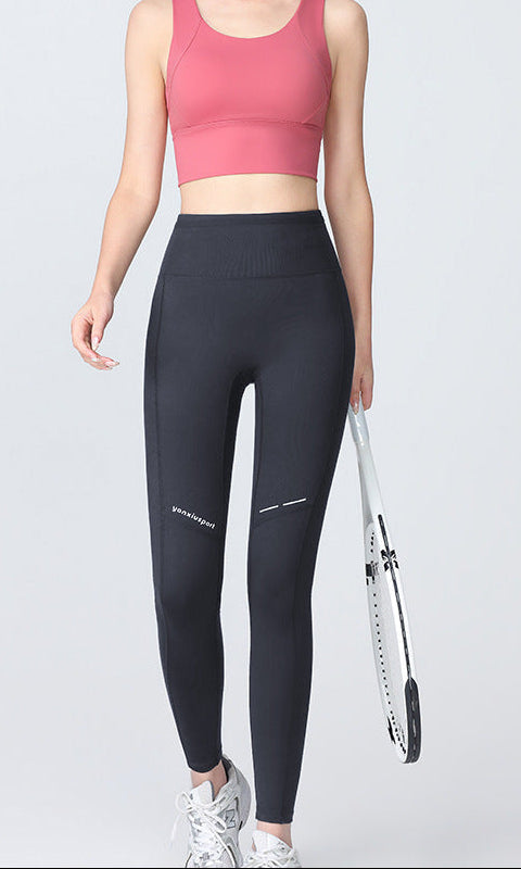 Running Leggings for Women — High Waisted with Back Pocket and Reflective Trim in Nylon