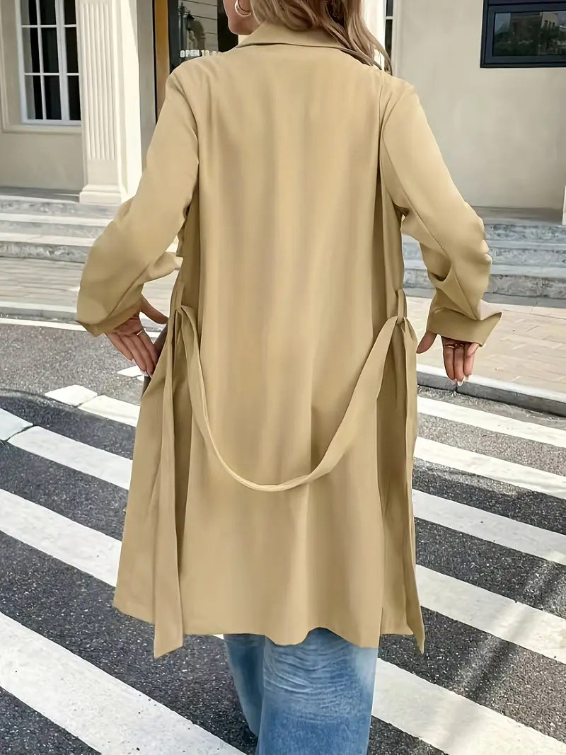 Trench Coat for Women — Double Breasted Belted Mid Length Style in Soft Cotton