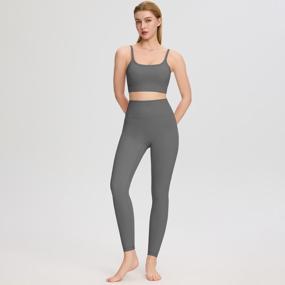 Workout Set for Women — Sports Bra and High Waisted Leggings Two Piece in Stretch Nylon