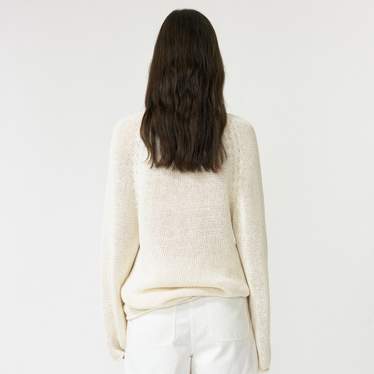 Loose Knit Sweater for Women — Oversized Raglan Crew Neck Pullover in Cotton