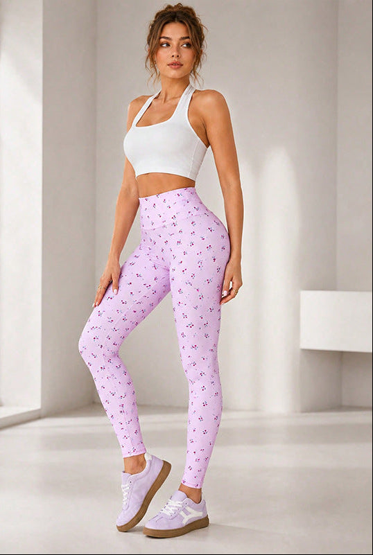 Floral Print Leggings for Women — High Waisted Buttery Soft Yoga Fit in Spandex