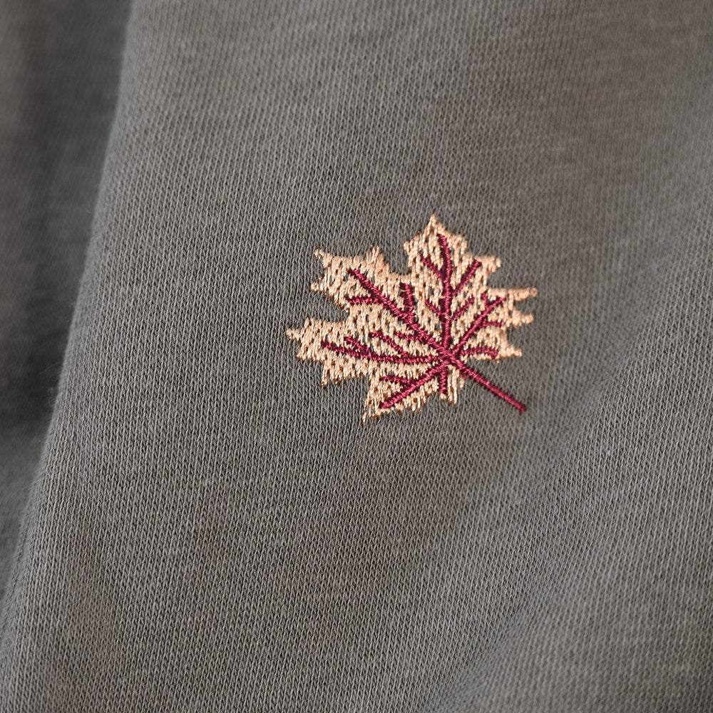 Embroidered Sweatshirt for Women — Crewneck Fleece Pullover with Autumn Leaf Detail