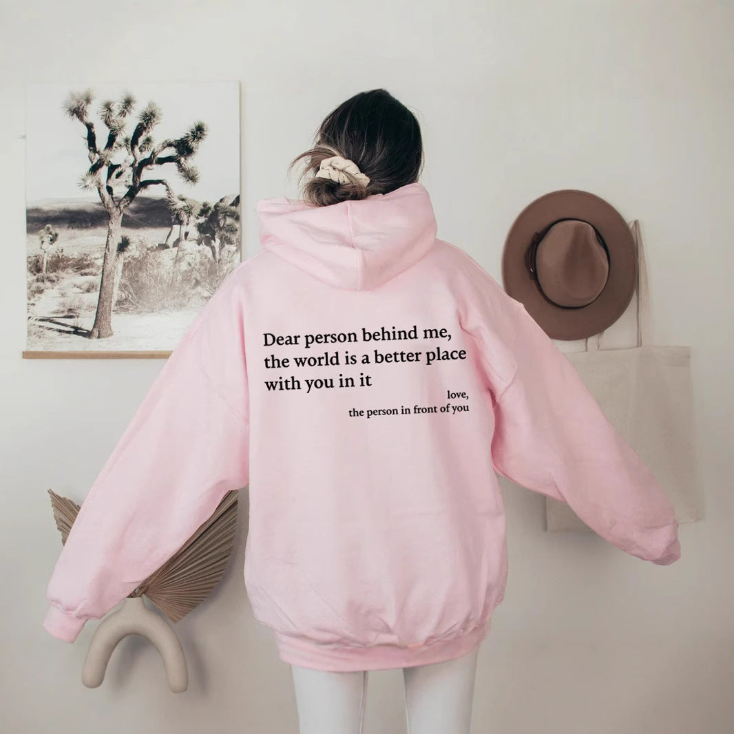 Oversized Slogan Hoodie for Women — You Are Enough Back Print in Soft Fleece