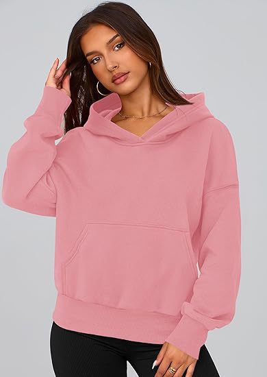 Fleece Hoodie for Women — Oversized Pullover with Kangaroo Pocket and Drop Shoulders