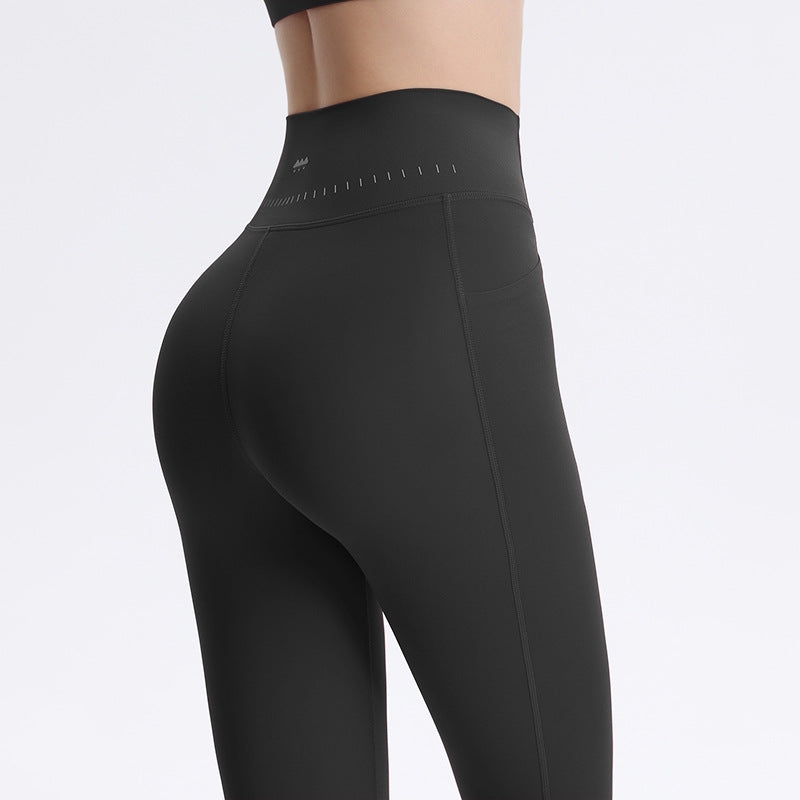 Leggings with Pockets for Women — High Waisted Tummy Control Yoga Pants in Nylon
