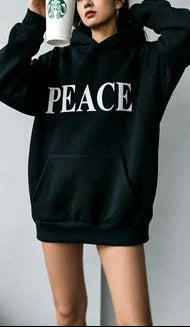 Oversized Graphic Hoodie for Women — Dove Back Print Pullover in Cotton Fleece